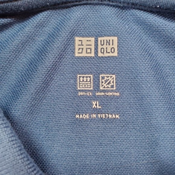 Uniqlo Dry-Ex Shirt Men XL Navy Blue Regular Fit Preppy Casual Performance Polo - Picture 2 of 13